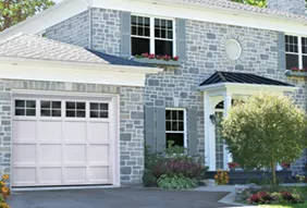 Cambridge CM, 9' x 7', Ice White door and overlays, 4 lite Panoramic windows